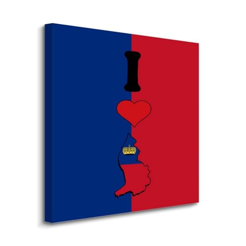 Lienzo bandera de Liechtenstein cuadro moderno de 20x20 decorativo para hogar y oficina