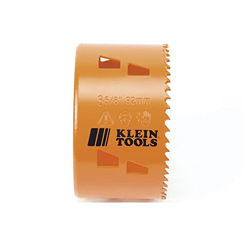 Klein Tools 31958 Bi-Metal Hole Saw, Heavy-Duty 3 5/8-Inch Steel Cutting Hole Saw With Multiple Leverage Points #TOP5