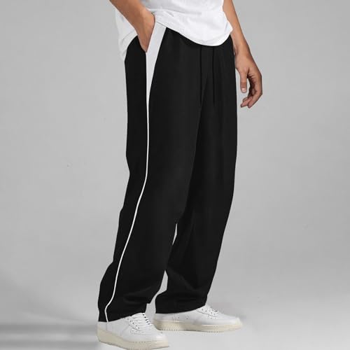 Men Sweatpants with Pockets Patchwork Color Lightweight Athletic Baggy Track Pants Wide Leg Casual Trouser Streetwear2