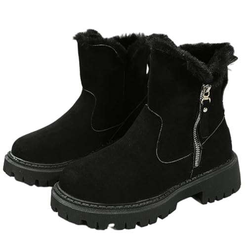 Ladmiple Winter Fashion Boots For Women 2024 High-top Snow Boots Slip on Warm Outdoor Fur Lined Ankle Booties Loafers Shoes