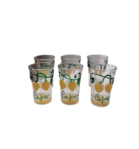 disegno limoni Generico Bicchierini da liquore-limoncello capri con scritta vetro su vetro e limoni 6 pezzi