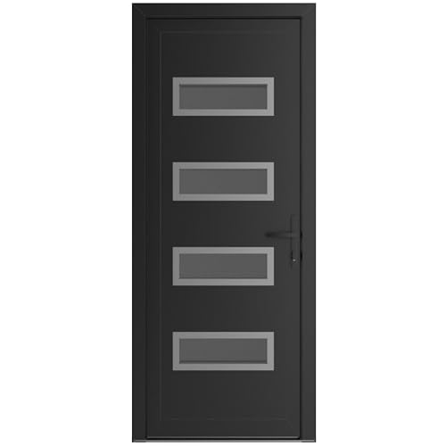 VDOMDOORS Front Exterior Prehung Metal-Plastic Door Mirrored-Clear Glass | Manux 8113 Matte Black...