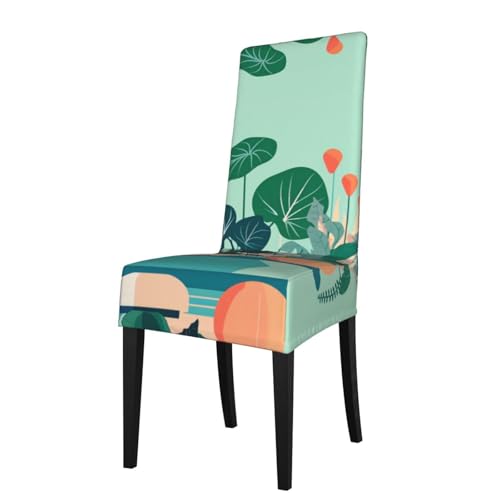 JKDGOJ Las fundas para sillas de restaurante con diseño de plantas verdes en maceta de dibujos animados para interiores son desmontables, súper elásticas y lavables, adecuadas para cocinas