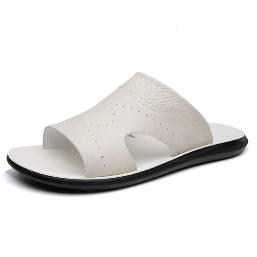 Men'S Round Open Toe Flat Slide Sandals Fashion Slip On Comfortable Softsole Slippers Casual Summer Outdoor Anti-Slip Lightweight Walking Beach Sandals