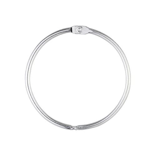 Splash Home Dekorativer Metall O Binder Ring Duschvorhang Haken, Rostbeständiger Ring, Vorhangringe, für Badstangen und Vorhang, 12er Set Haken - Chrom Cover