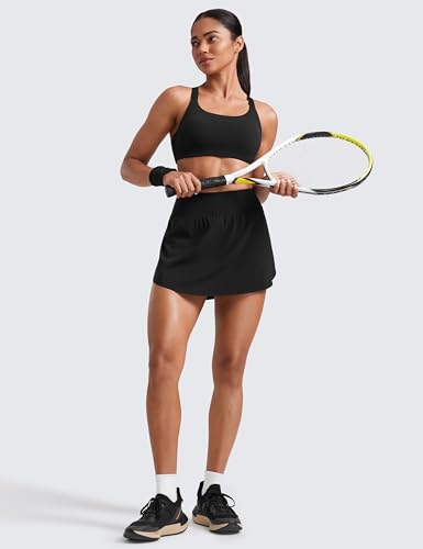 CRZ YOGA Tennis Skirts for Women High Waisted Side Slit Running Workout Athletic Mini A Line Skort with Pockets3