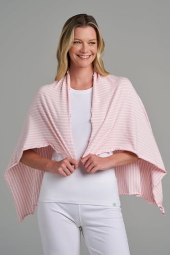 Image of Coolibar Women's Savannah Sun Blanket - UPF 50+ Sun Protection - Coco Plum in Soft Pink /White Stripe