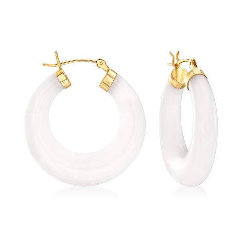 Ross-Simons Round Gemstone Hoop Earrings In 14Kt Gold 1 1/8 Inches #TOP21