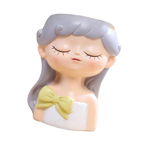Leefasy 女の子用植木鉢 樹脂製 植木鉢 かわいい クリエイティブ フラワープランター 植物容器 デスクトップ リビングルーム 本棚 オフィス ガーデン用, Style C