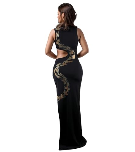 Image of PORRCEY Women's Sexy Elegant Rhinestone Bodycon Dress Hot Drilling Clubwear