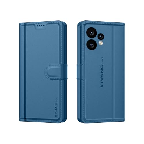 Image of KIVANO LUXE Compatible for CMF by Nothing Phone 2 Pro 5G Luxury Handmade Leather Magnetic Flip Folio Case | Card Holder & Kickstand | Slim Protective Cover | Unisex - Blue