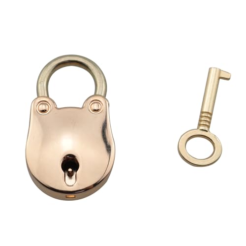 Image of 8PCS Yellow Mini Box Hinges DIY Jewelry Box Gift Box Accessories Padlock Silver Antique Hasp Latch Small Metal Vintage Padlock Bear Locks with Keys for Jewelry Wooden Box and DIY Crafts