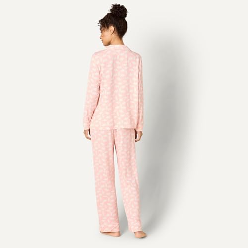 Image of Amazon Essentials x Sofia Grainge Women's Stretch Modal Long-Sleeve Button-Front Top and Full-Length Bottom Pajama Set