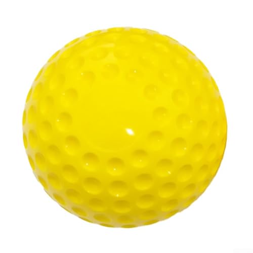 Dimpled PU Practice Baseball for Pitching Machines, Yellow Lightweight Non-Denting Hitting and Fielding Training Ball, 9