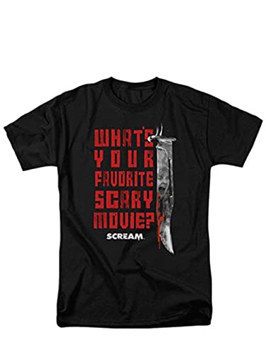Summer Scream What's Your Favorite Scary Movie Short Sleeves T-Shirt Cotton T Shirts (Black, L)