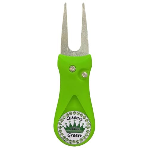 Giggle Golf Green Plastic Divot Repair Tool with Metal Bling