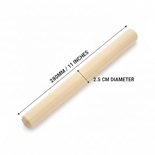 Japanese Wooden Rolling Pin (11-inch / 280mm) - めん棒 Menbou - 100% Natural Wood, Professional Chinese Dumpling, Gyoza & Pastry Tool - Made in Japan - Image 4