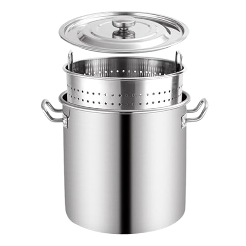 Olla comercial de acero inoxidable para hervir mariscos con mango retráctil y cesta coladora, caldera de cangrejos y freidora de pavo para cocinar al vapor y hervir
