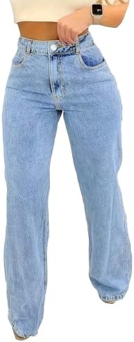 Jeans for Women Trendy Straight Wide Leg Denim Pants Vintage wash...