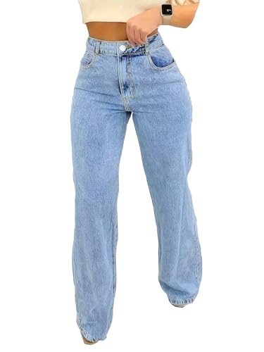 Jeans for Women Trendy Straight Wide Leg Denim Pants Vintage