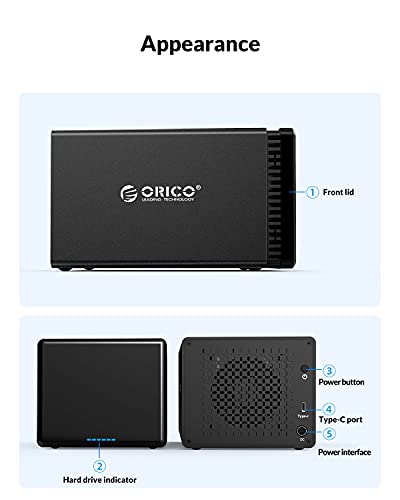 Orico 8 Bay External Hard Drive Enclosure Magnetic Aluminum Type C To Sata For 3.5Inch Hdd Tool Free Storage Case For Enterprise Data Backup And Expansion Up To 128Tb(8X16Tb) - Ns800C3 #TOP1