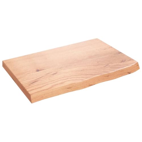 vidaXL Waschtischplatte, Multifunktional Arbeitsplatte mit Naturkante, Waschtischkonsole Tischplatte für Badezimmer, Holzplatte Platte, Hellbraun 60x40x(2-4) cm Massivholz Behandelt