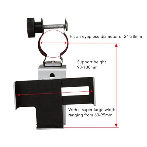 Universal Cellphone Telescope Adapter Mount, Compatible with Almost All Smartphones, 360 Degree Rotating Phone Holder for Microscope