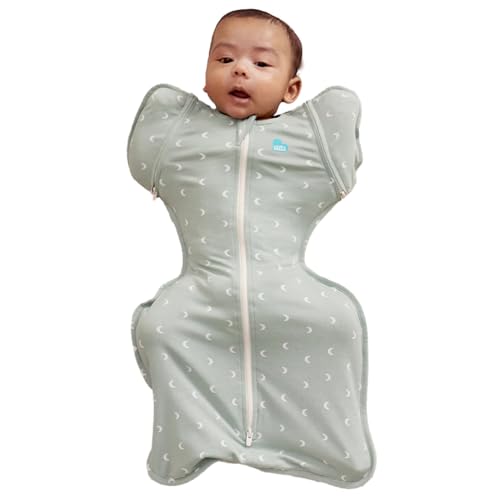 Image of Love to Dream Swaddle Up Transition Bag Original, Cotton Sleep Bag, 1.0 TOG, Arms Up Position, 20-24°C Cotton, Moon Olive, Medium (13-19 lbs)
