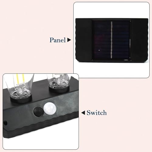 Image of PremiumAV Solar Motion Sensor Wall Light YT-819 - 2W Outdoor LED Lamp with Dual Filament Bulbs, Auto On /Off for Garden, Patio, Walkway, Yard & Security Lighting (1 Pack)