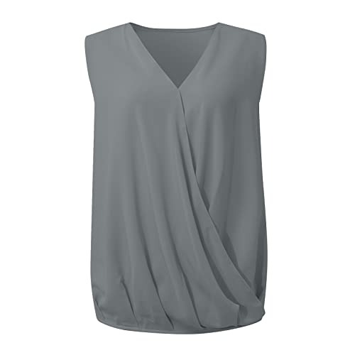 Fwflyaway Tank Tops For Women,Summer Elegant Twist Front Boho Floral Print Wrap V-Neck Sleeveless T Shirts Casual Loose Fit Holiday Vest Tunic Blouse #TOP2