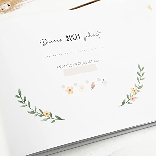 Geburtstagsbuch Erinnerungsalbum – Meine Geburtstage von 1 bis 12, Geschenk zum 1 Geburtstag für Mädchen und Jungs, DIN A5