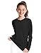 Auranso Girls Long Sleeve Shirts Quick Dry Athletic Shirts Kids Basic Tees Workout Yoga Tops Active Clothes for Teens Black 11-12 Years