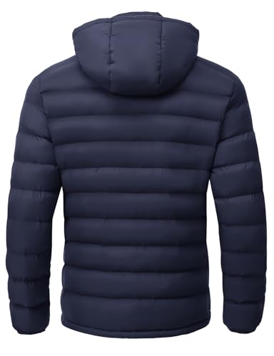 BGOWATU Men's Lightweight Water-Resistant Hooded Puffer Jacket Insulated Winter Coat with Detachable Hood for Snow Ski2