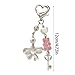 Sxett Lovely Bear Heart Bowknot Keychain Pendant Fashion Cute Hanging Ornament Keyring Backpack Decoration Charm Jewelry, Pink