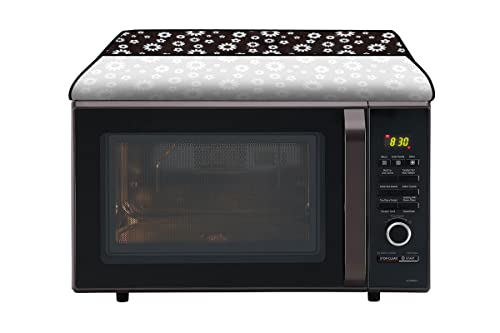 Image of Stylista PVC Microwave Oven Cover for Panasonic 20 L Convection NN-CT265MFDG, Floral Pattern White