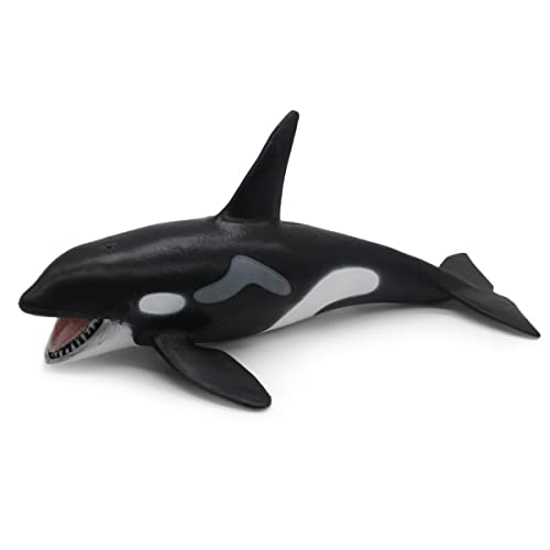 Image of SmilerSmile 7.8 inch Orca Figurine Plastic Sea Creature Toy | Solid PVC Action Figure, Simulation Sea Animals, Educational Ocean Animal Model, Non-toxic Safe Bath Toy