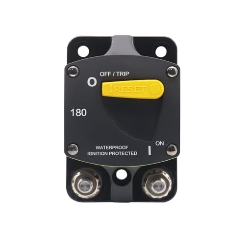 Image of 180 Amp Circuit Breaker Switchable 12V-48V | Manual Reset Overload Protection, for Automotive RV Solar Battery System, IP66 Waterproof, Surface Mount