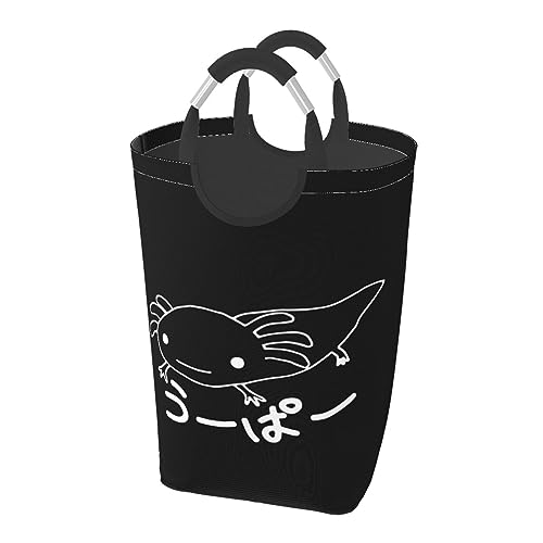 ランドリーバスケット 折りたたみ 大容量50l ウーパールーパー かわいいピンク せんたくかご 防水 撥水加工 洗濯物入れ 取っ手付き ランドリーバッグ 衣類収納 寝室 脱衣所 リビング クローゼット内 幅32×高さ57.5cm