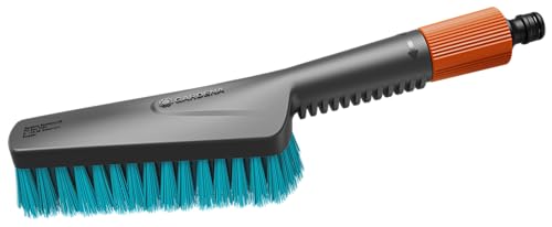 Gardena Cleansystem Brosse de Lavage à Main S Dure : Brosse de Nettoyage avec raccord de Tuyau, Brosse Plate, pour endroits étroits & Surfaces Peu sensibles,...