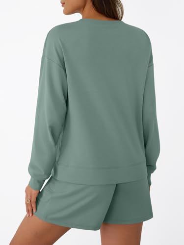 LILLUSORY Lounge Sets for Women Two Piece Sweat Short Set Pajama Matching Outfits with Pocket 2025 Fall Fashion Clothes4