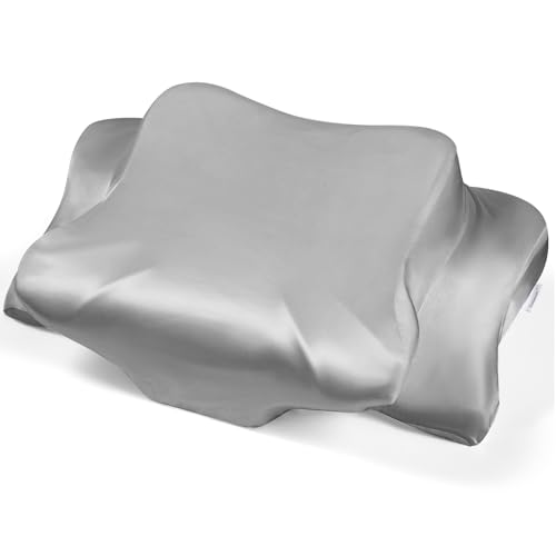 Satin Pillowcase for Cervical Pillows (Cover Only) Fit for Orthopedic Neck Support Pillow Silky Smooth Pillowcase Cover with Zipper Closure (Gray)