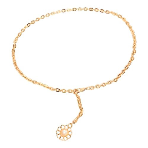TAIZER Cinturones Cadena de Metal Moda Cinturón Cadenas Para Mujer Cinturón Cintura Brillante Anillo De Metal Vintage Cadena De Cintura Dorado Hebilla Ajustable Cinturón De Vestir Cadena De Cuerpo