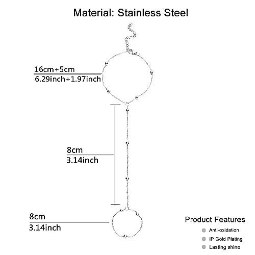 WangGao Stainless Steel Slave Chain Ring Bracelet Hand Harness Bracelet for Women,Adjustable Wrist Length Elegant Finger Jewelry2