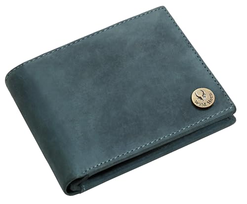 Image of WildHorn Men Leather RFID Protected Wallet, Blue
