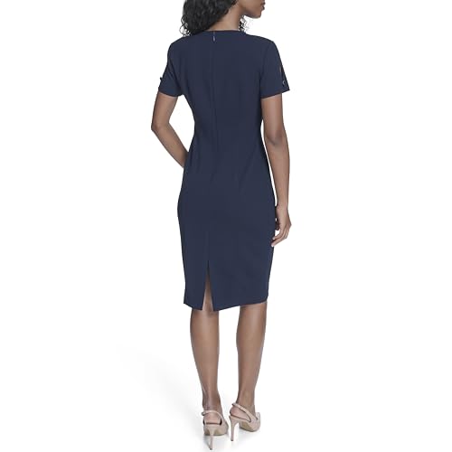 Image of Calvin Klein Women's Seamed Scuba Crepe Sheath Dress