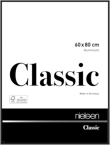 nielsen Classic Aluminium Picture Frame - Polished Black 60x80cm - with Float Glass and Easy Push-Turn Clips