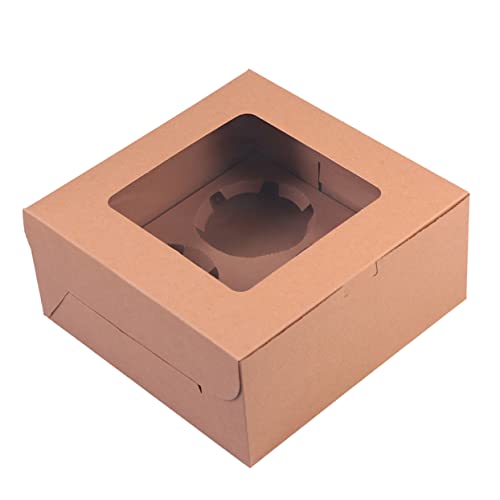 CIYODO Dessert Box for Cupcake Muffin 10pcs Cake Wrapping Package Open Window for Easy Access