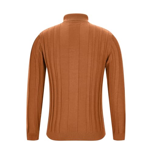 Men's Casual Knitted Sweater Cable Knit High Neck Pullover Sweater Long Sleeve Soft Casual Texture Pullovers Sweaters2