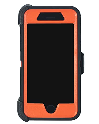 Hand-E Muscle Series Belt Clip Case For Apple Iphone 7 / Iphone 8 / Iphone Se “2020” (4.7”) 2-In-1 Protective Defender W Screen Protector & Holster & Kickstand/Shock & Drop Proof – Camouflage/Orange #TOP1