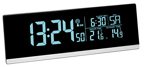 TFA Dostmann 60.2548.01 de Radio Despertador Digital con Cambio de Color y Temperatura Exterior (Negro)